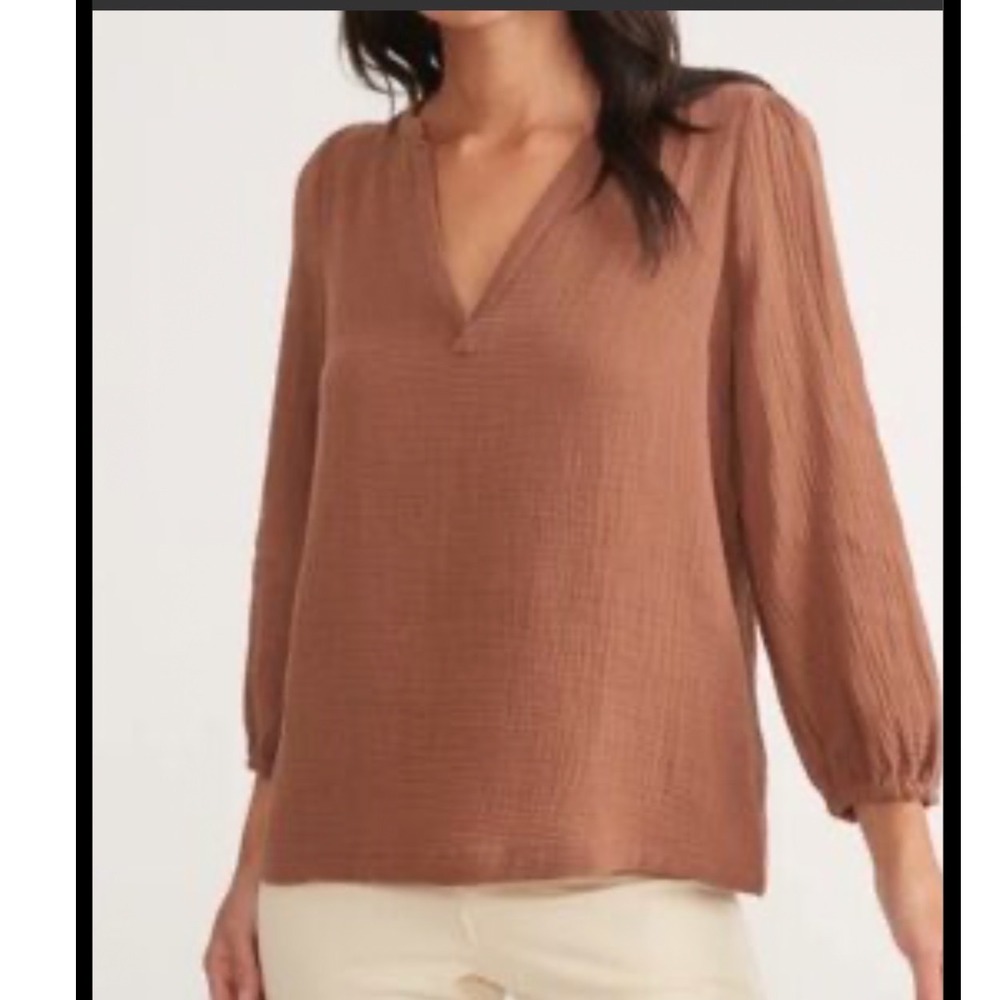 Marine Layer Jamie Banded Collar Top small gauze boho cottagecore minimalist